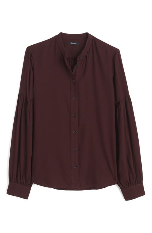 Madewell Band Collar Flannel Button-up Shirt In Burgundy