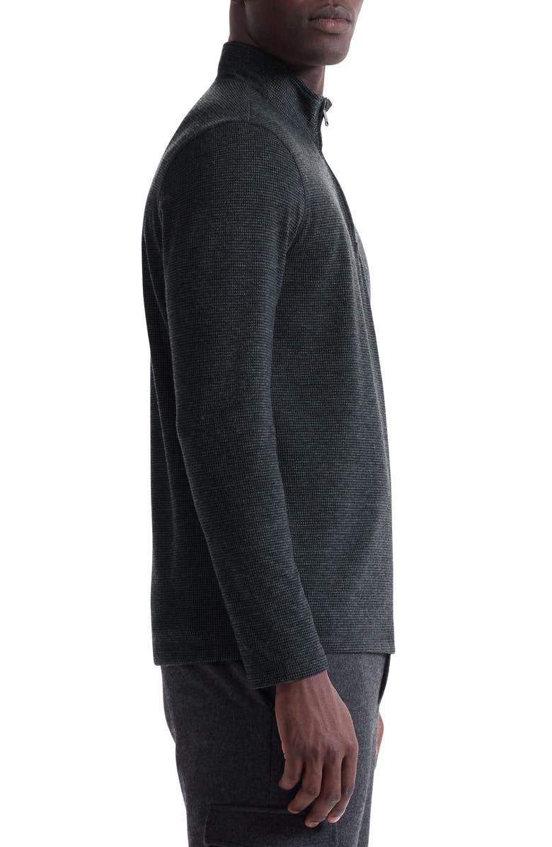 Bugatchi Houndstooth Patern Quarter Zip Top, Alternate, color, Black