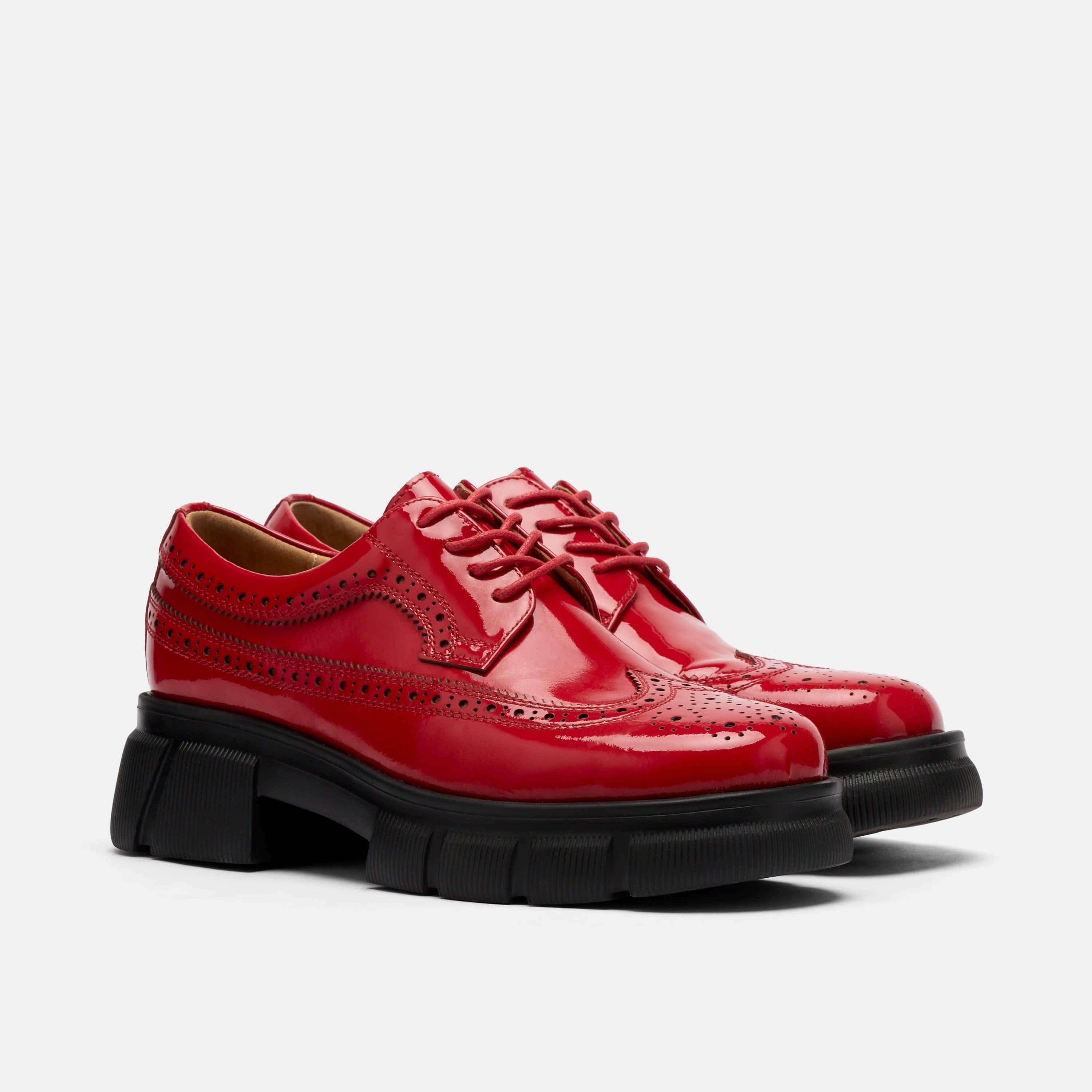 MARC NOLAN Ms. Alexander Leather Lug Wingtip Derby, Alternate, color, Red