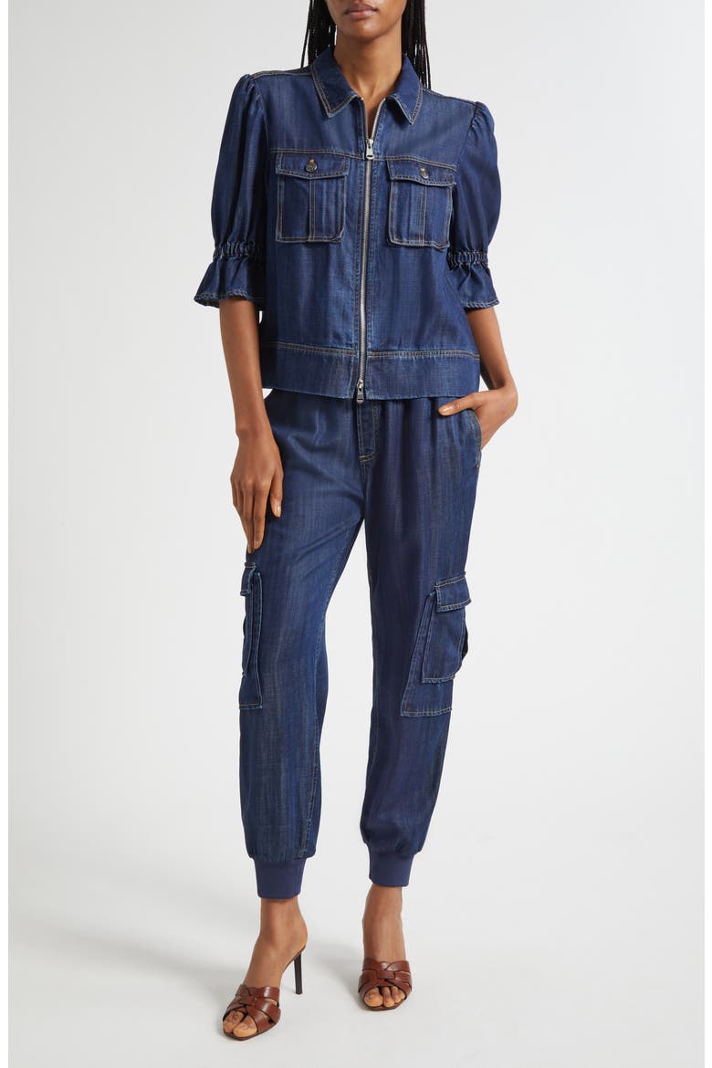 Holly Elbow Sleeve Denim Jacket, Alternate, color, MER