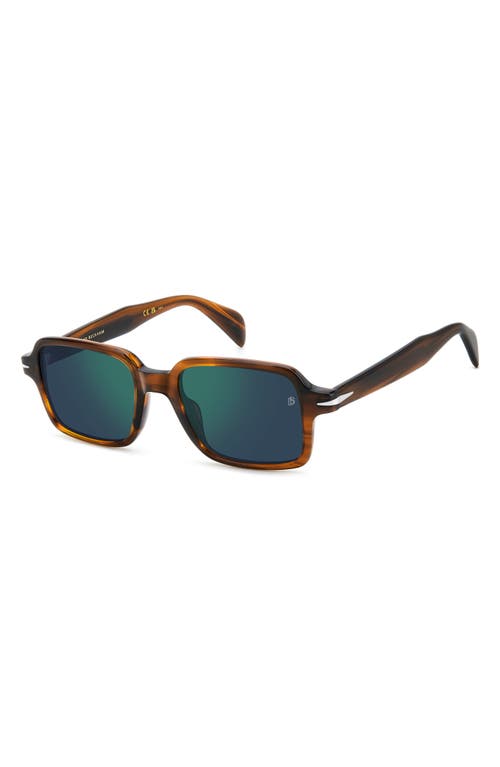 David Beckham Eyewear 51mm Rectangular Sunglasses In Brown Horn/green Sp