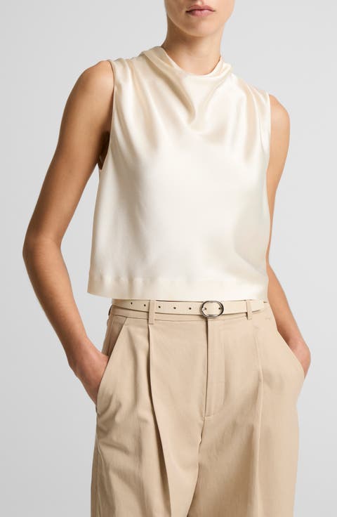 Cowl Neck Sleeveless Satin Top