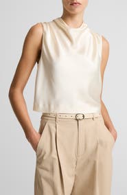 Vince Cowl Neck Sleeveless Satin Top