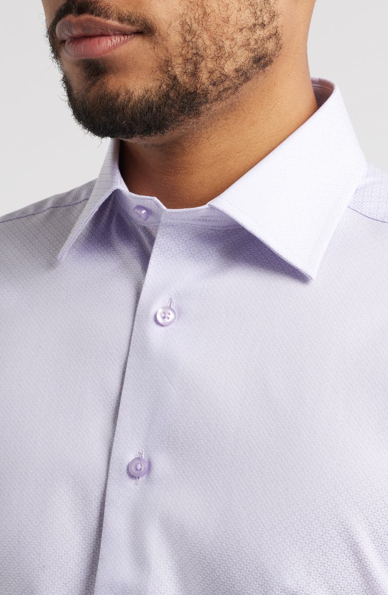 David Donahue Trim Fit Check Cotton Dress Shirt, Alternate, color, Lilac