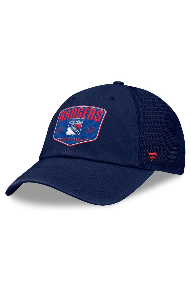 Men's Fanatics Blue New York Rangers Fundamental One-Time Trucker Adjustable Hat, Main, color, Blue