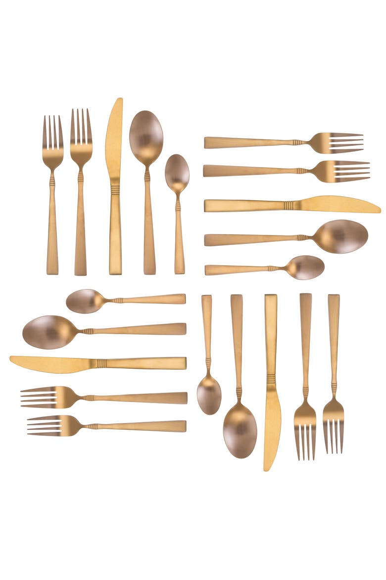 Cravat 20 Piece Flatware Utensil Set, Alternate, color, Matte Rose