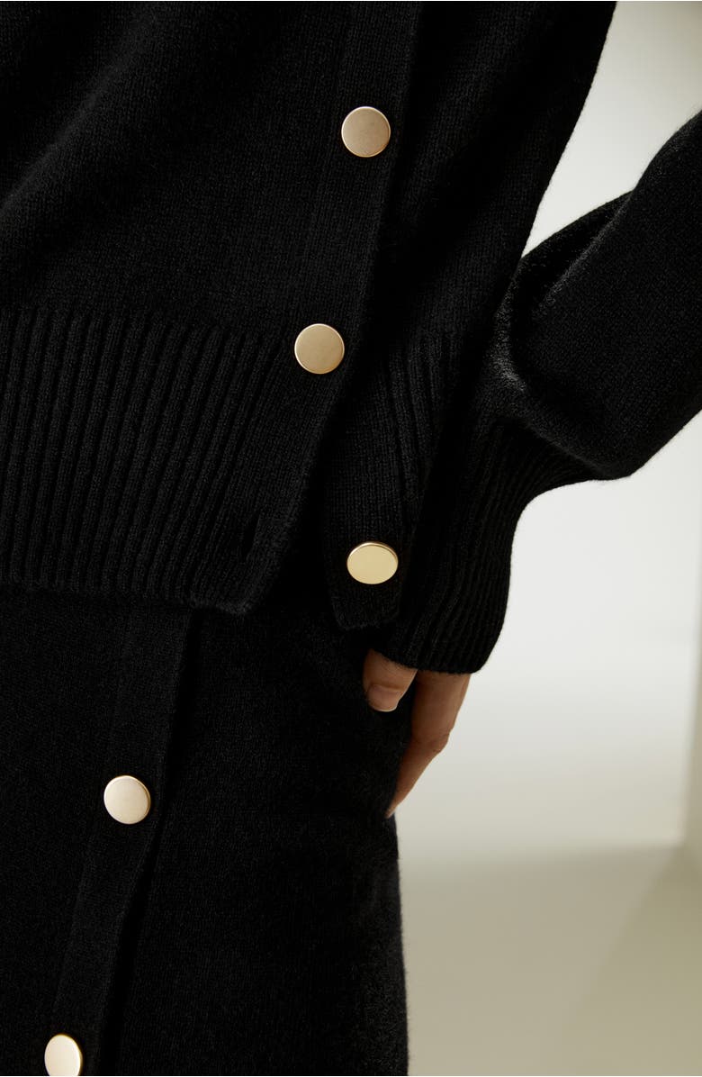 Lilysilk Women's Cashmere Sweater With Row of Side Buttons, Alternate, color, Black