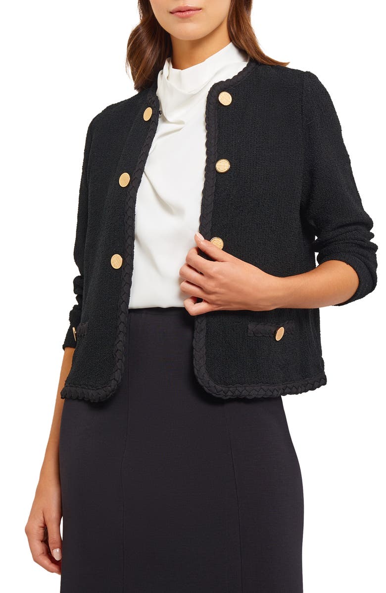 Misook Braided Trim Tweed Jacket, Main, color,