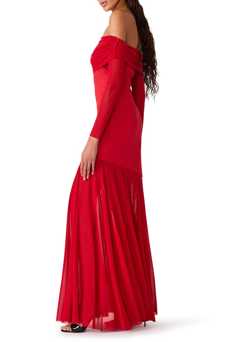 Rehna Off the Shoulder Dress, Alternate, color, DARK RED