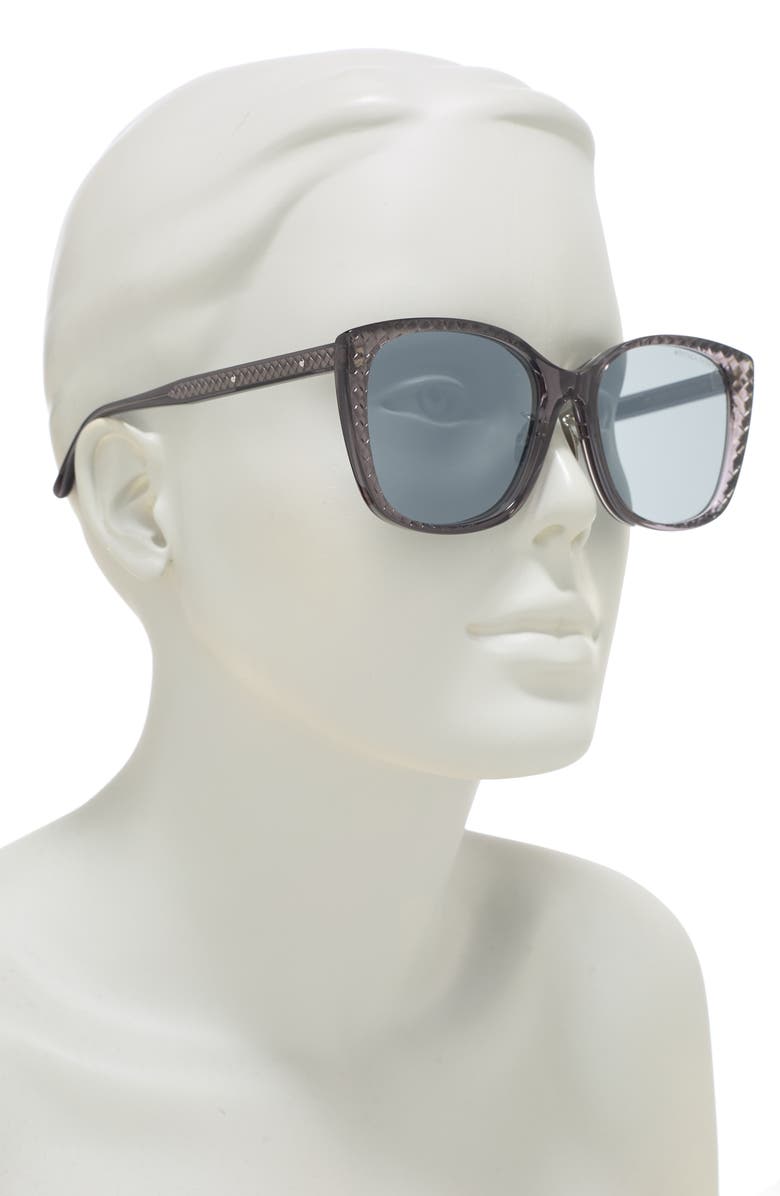 Bottega Veneta 56mm Square Sunglasses, Alternate, color, Grey Silver