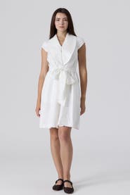Le Fafo Linen Waist Tie Short Dress