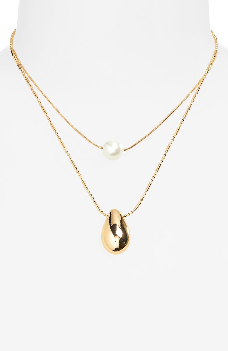 NORDSTROM RACK Layered Faux Pearl Chain Necklace, Alternate, color,