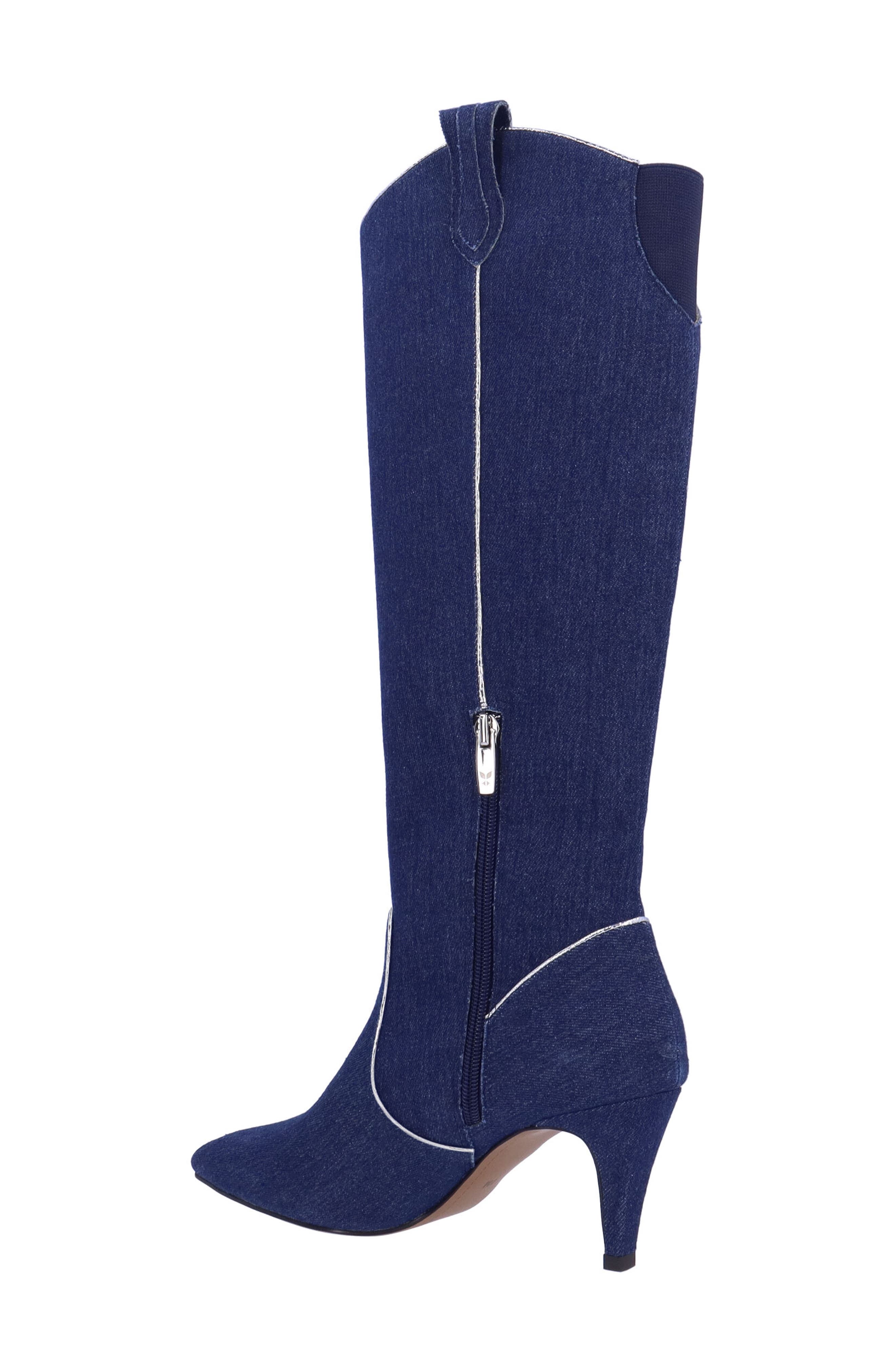 Siera Knee High Western Boot, Alternate, color, BLUE
