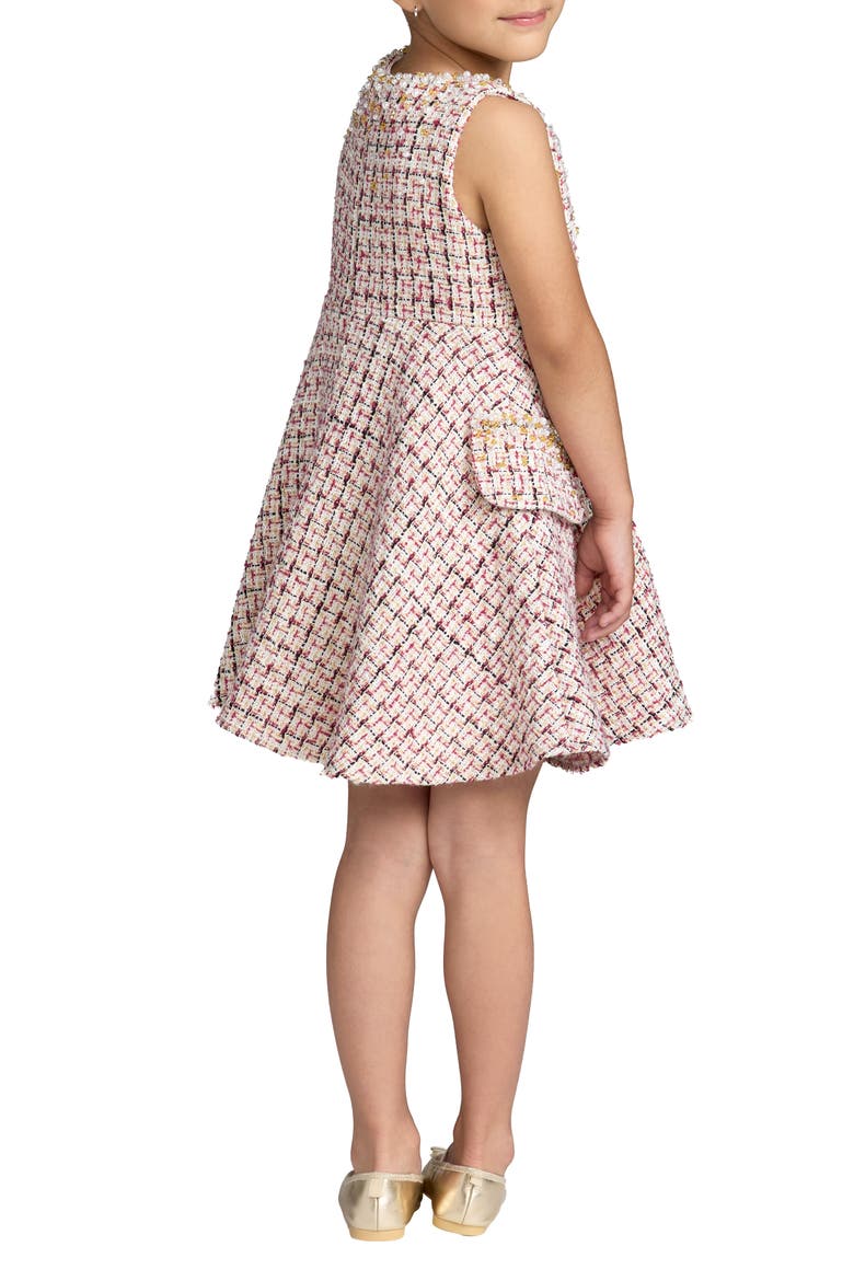 Girls Beaded Boucle Mini Dress, Alternate, color, Cherry