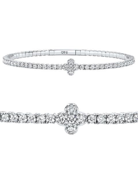 3.70Ct Diamond Flexible Tennis Bangle Bracelet 14k Gold Lab Grown