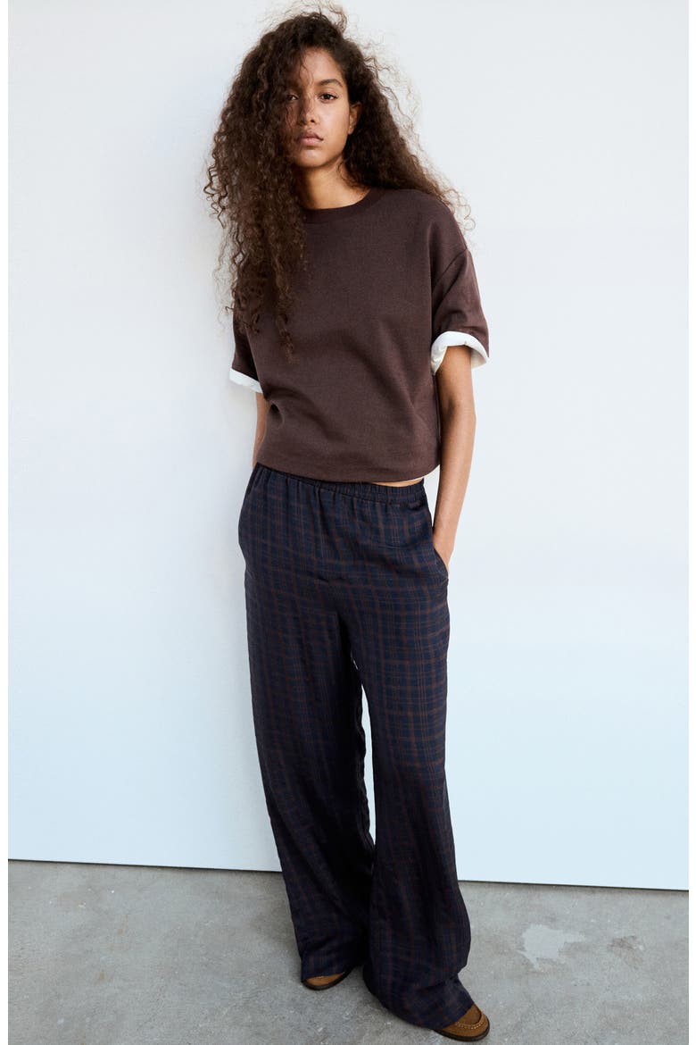 Dara Plaid Straight Leg Trousers, Alternate, color, BLUE