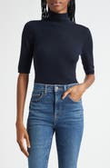 Veronica Beard Alastair Rib Short Sleeve Merino Wool Sweater