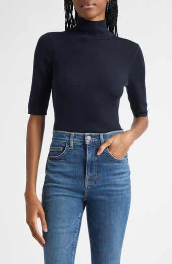 Veronica Beard Alastair Rib Short Sleeve Merino Wool Sweater