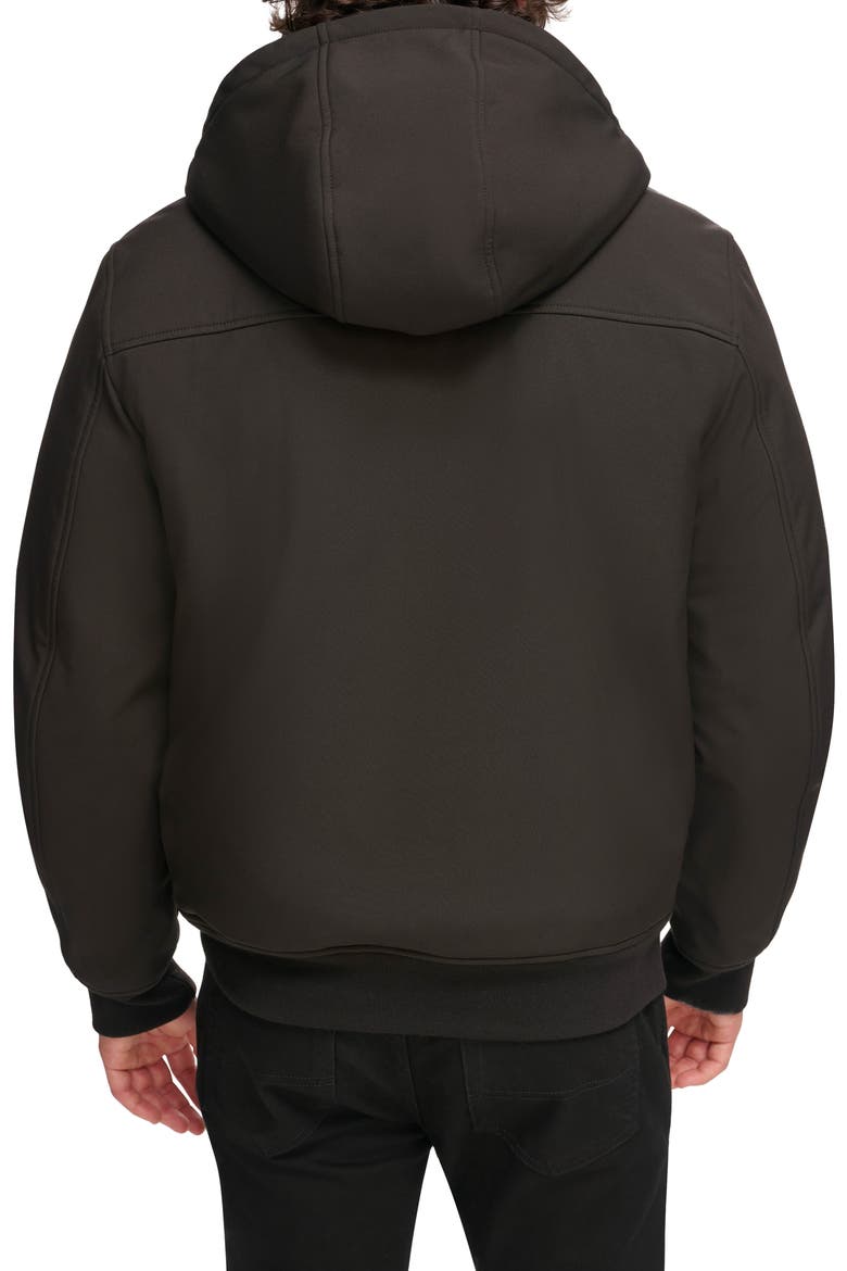 Faux Shearling Lined Soft Shell Bomber Jacket, Alternate, color, BLACK