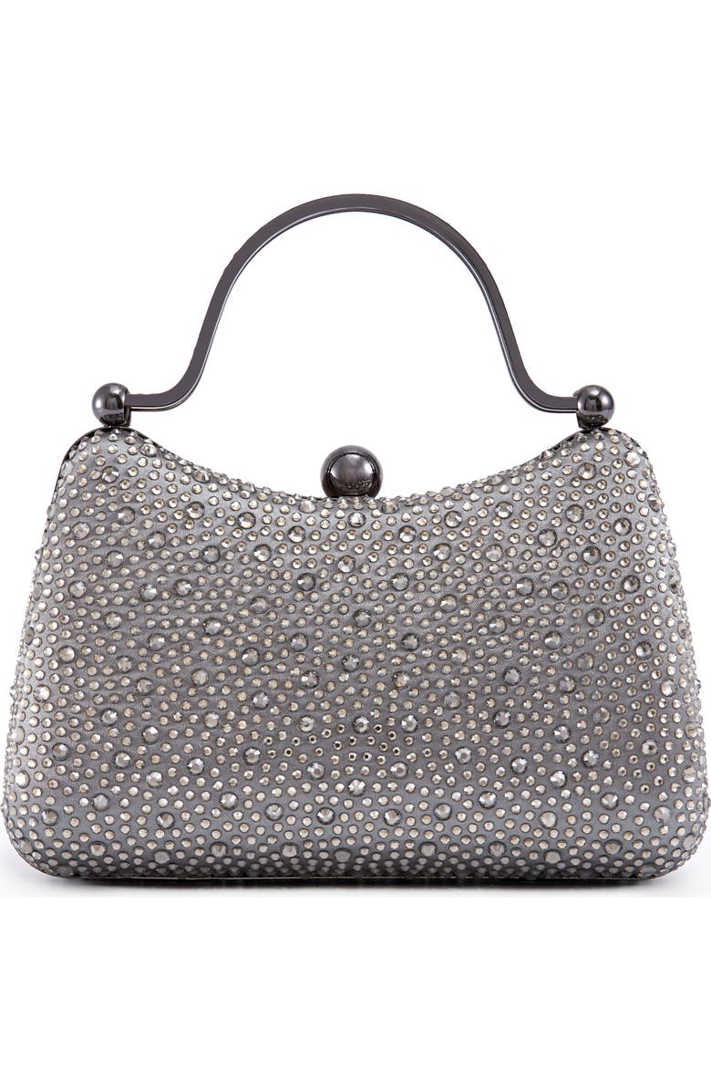 LADY COUTURE Double Metal Handles Dazzling Evening Handbag, Main, color, Pewter