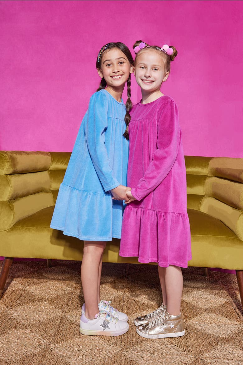 Kids' Velour Lisle Dress, Alternate, color, Magenta Velour