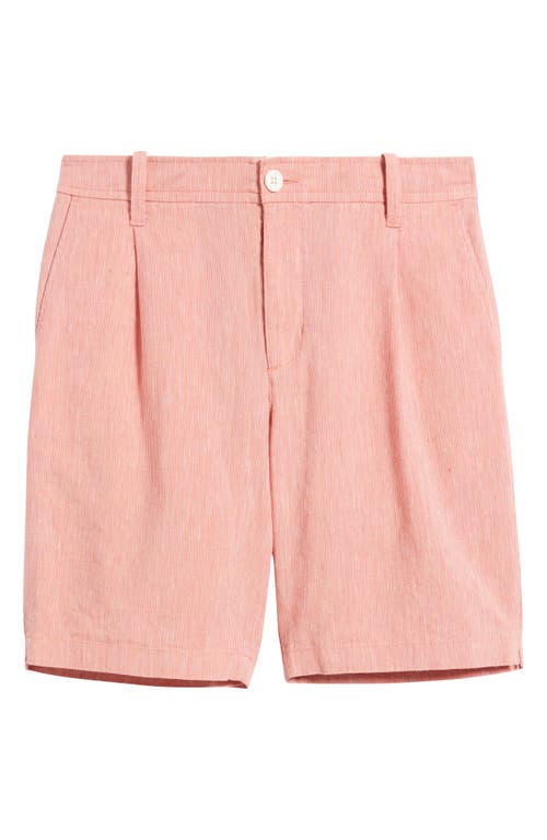 Tommy Bahama Isla Sands Pleated Stripe Linen Blend Shorts In Red Sunset