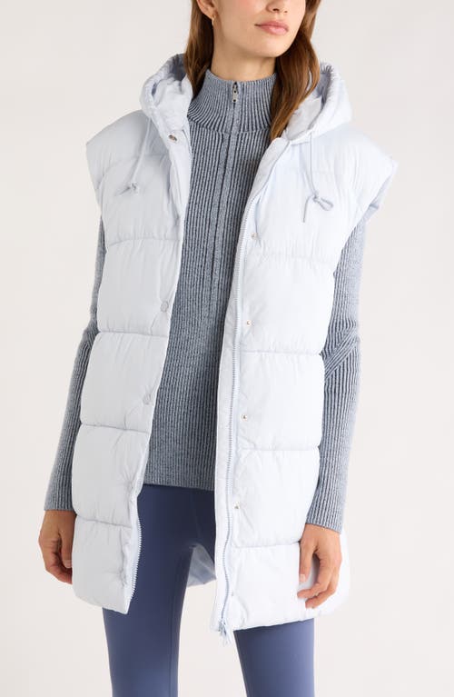 Zella Longline Hooded Puffer Vest In White