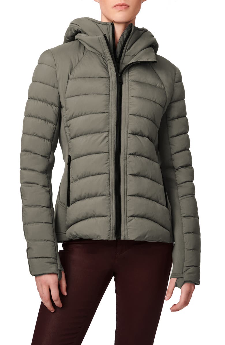 Bernardo Hooded Quilted Water Repellent Jacket, Main, color, 