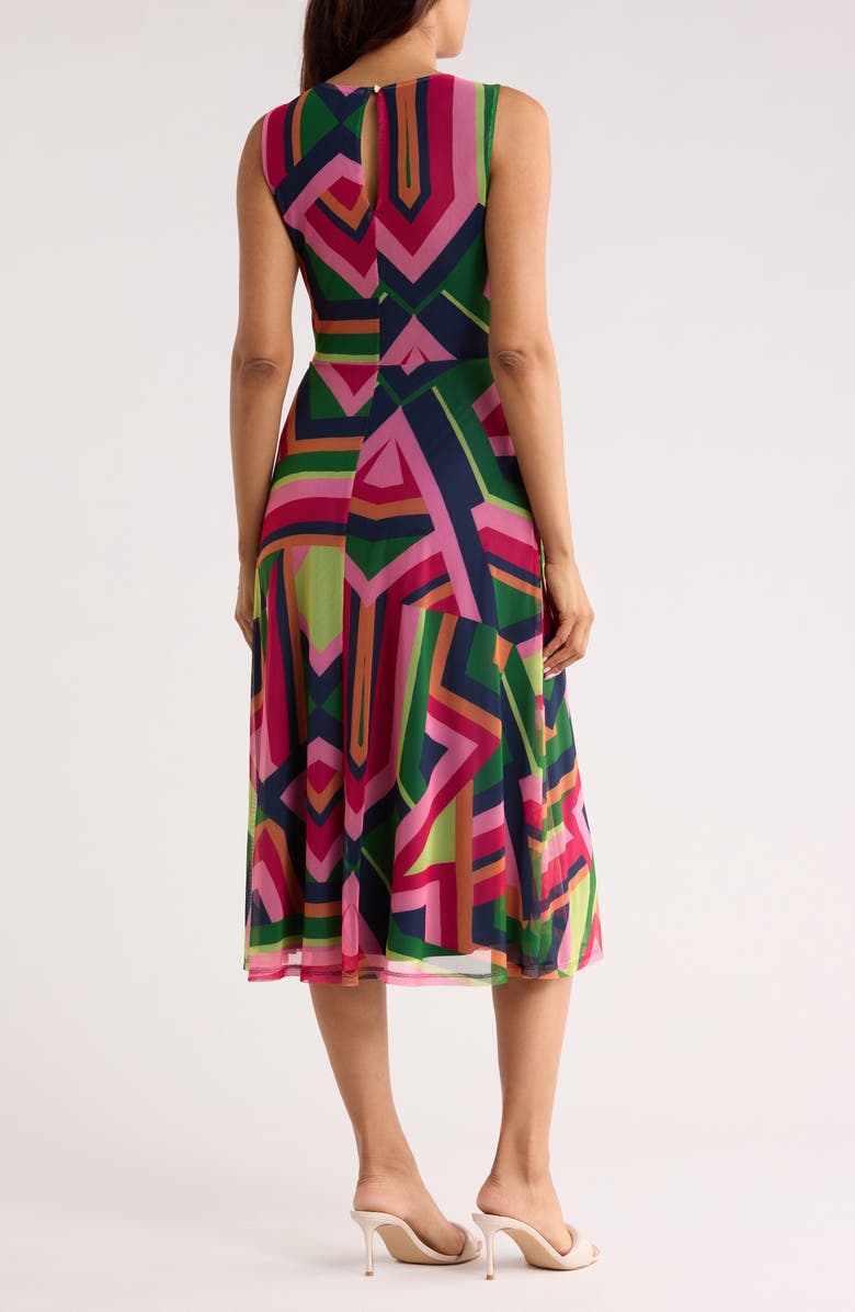 Vince Camuto Front Twist Mesh Midi Dress, Alternate, color, Pink Multi