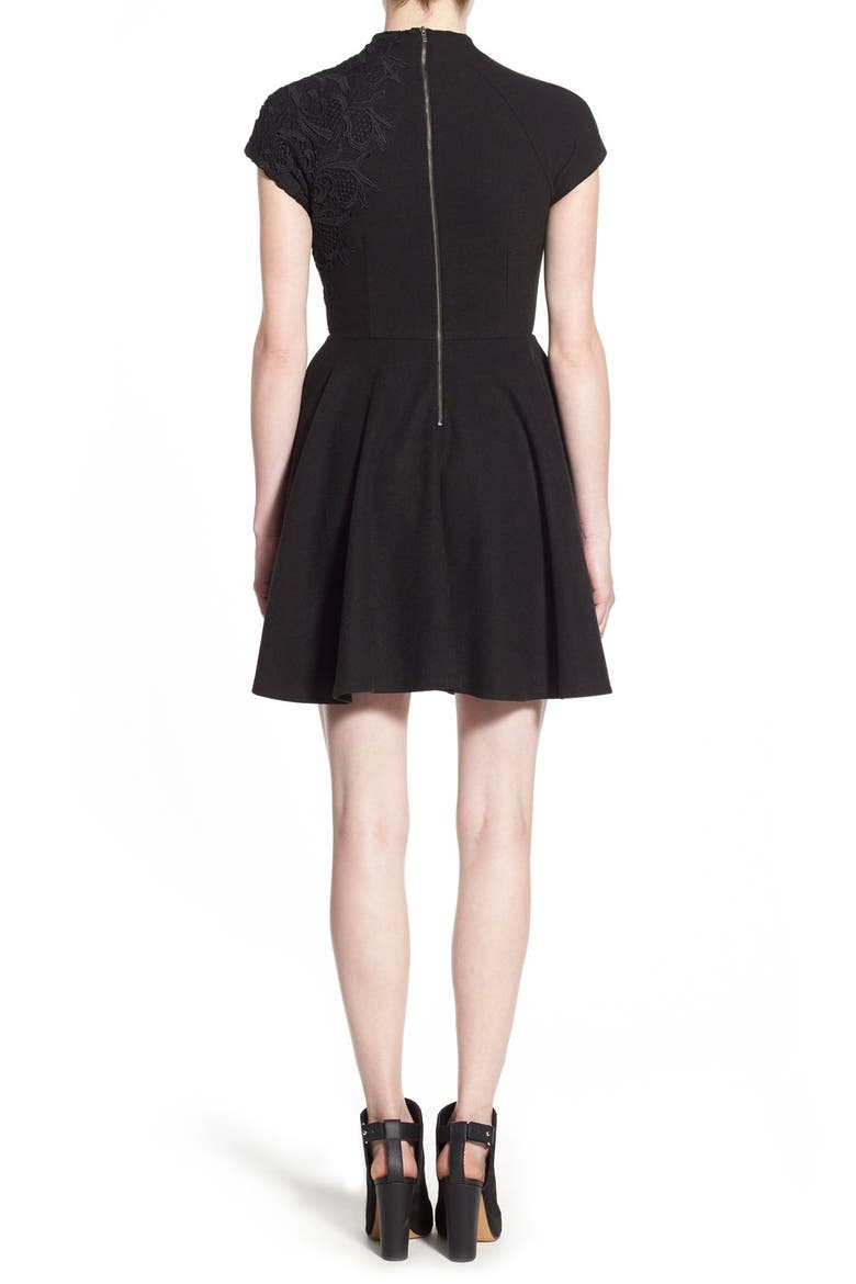 Lace Appliqué Dress, Alternate, color, BLACK