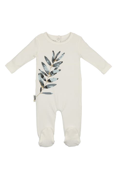 Watercolor Leaves Cotton Blend Footie (Baby)