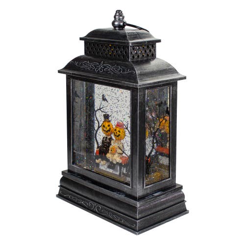 Northlight Lighted Halloween Snow Globe Lantern With Pumpkin Couple In Black