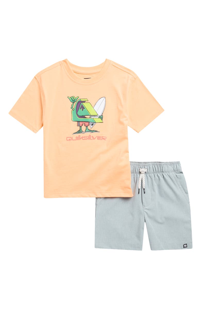 Quiksilver Kids' Graphic T-Shirt & Shorts Set, Main, color, Orange