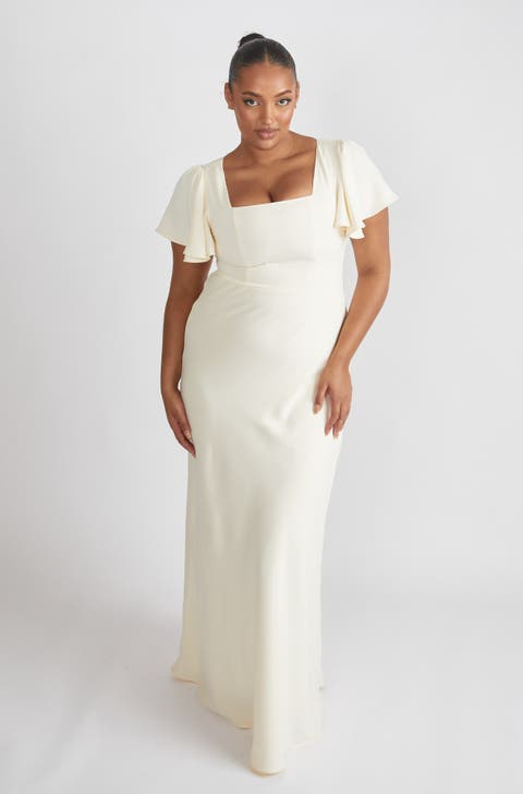 Square Neck Crepe Bridesmaid Dress