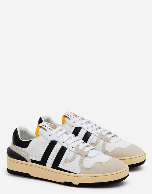 Lanvin Black And White Leather Clay Low Mesh Sneakers