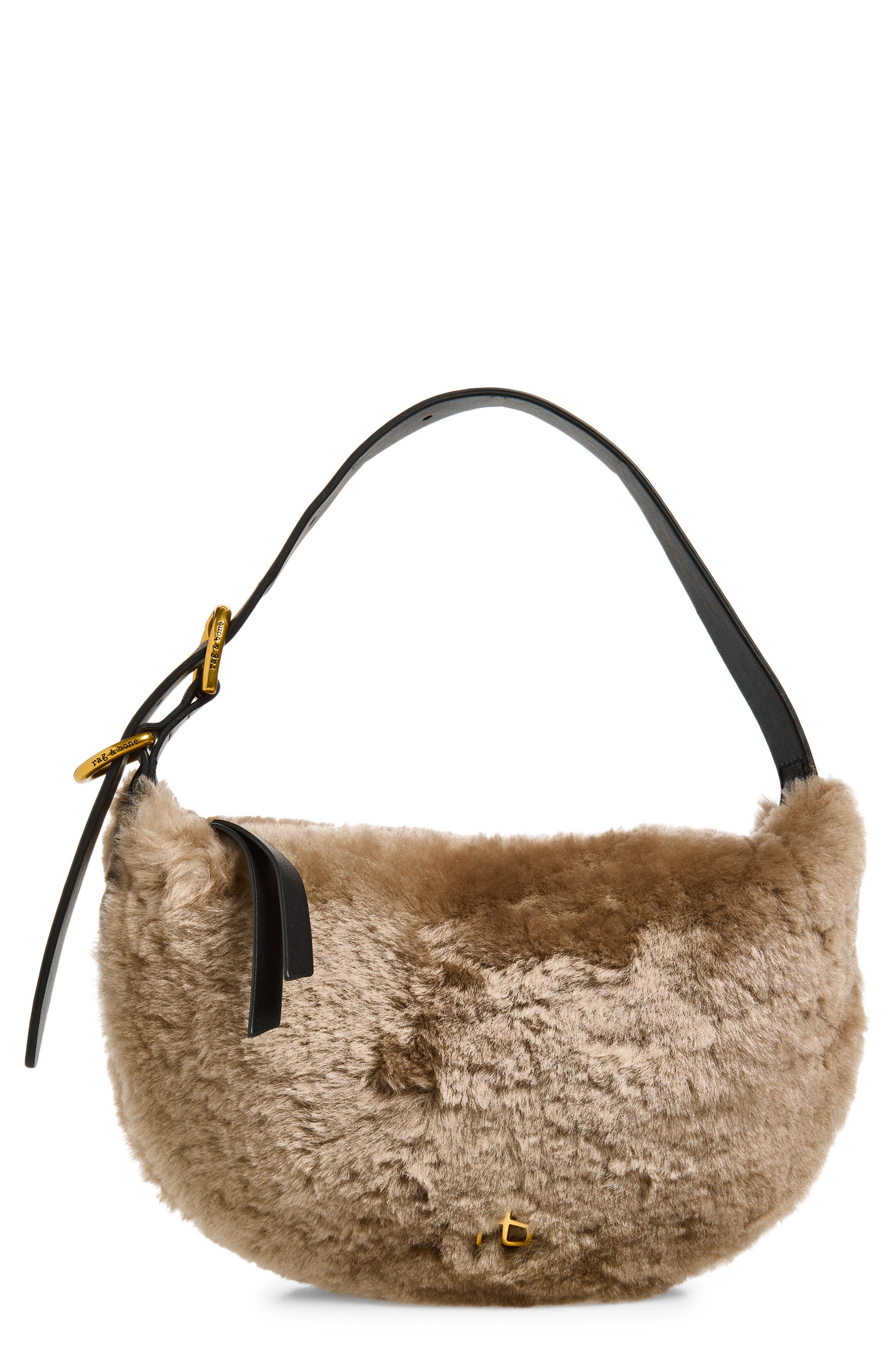 Rag & Bone Mercer Small Genuine Shearling Hobo In Mink