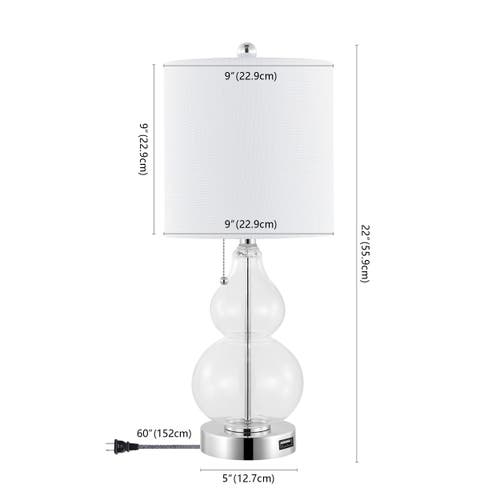 Jonathan Y Cora 22" Classic Vintage Glass Led Table Lamp With Usb Charging Port In Chrome/clear