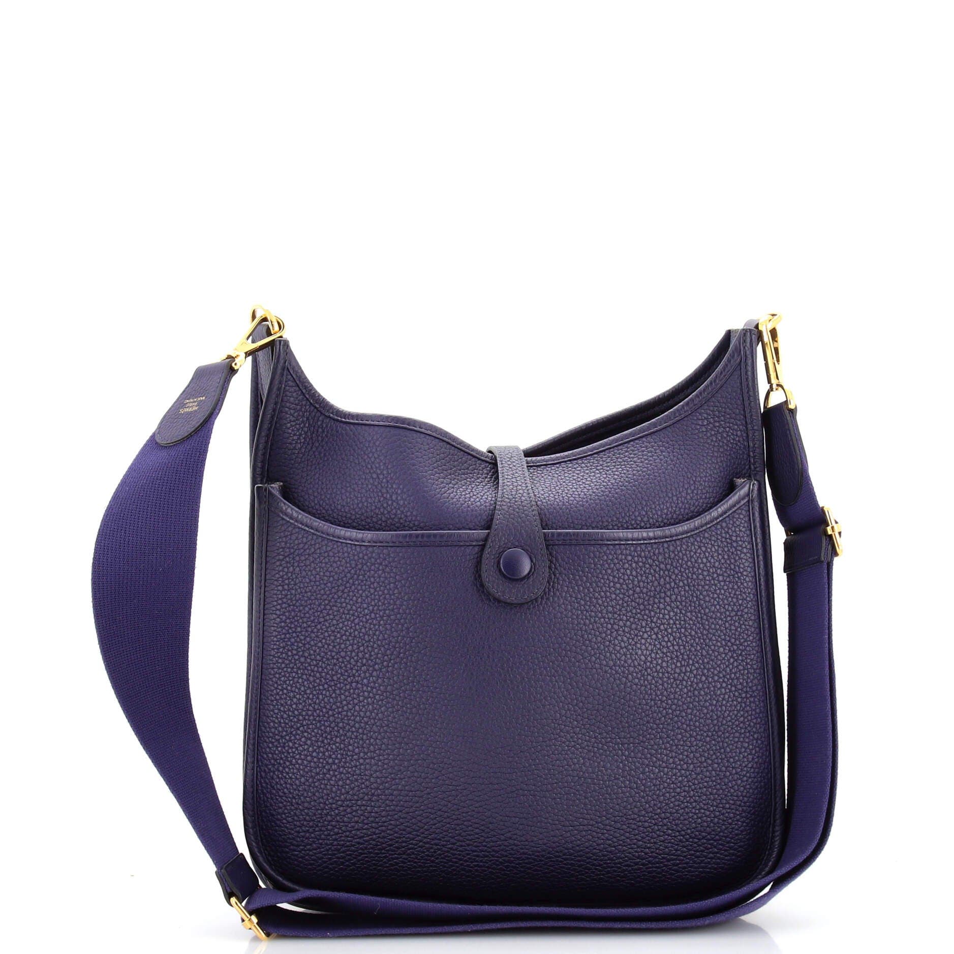 Pre-Owned Hermes Evelyne Bag Gen III Clemence PM, Alternate, color, Bleu Encre