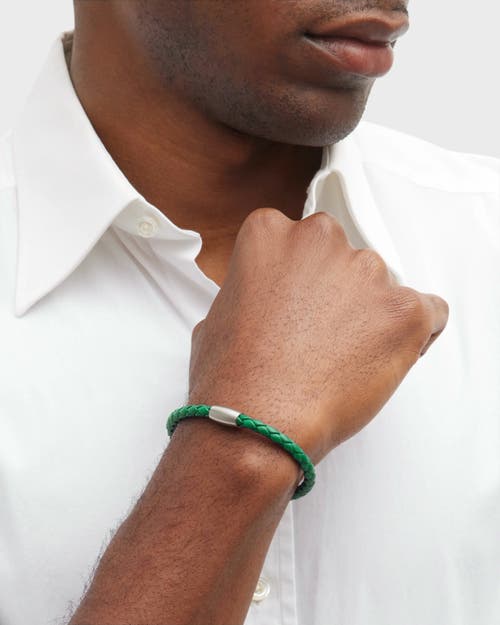 Jan Leslie Woven Leather Bracelet With Magnetic Closure In Green