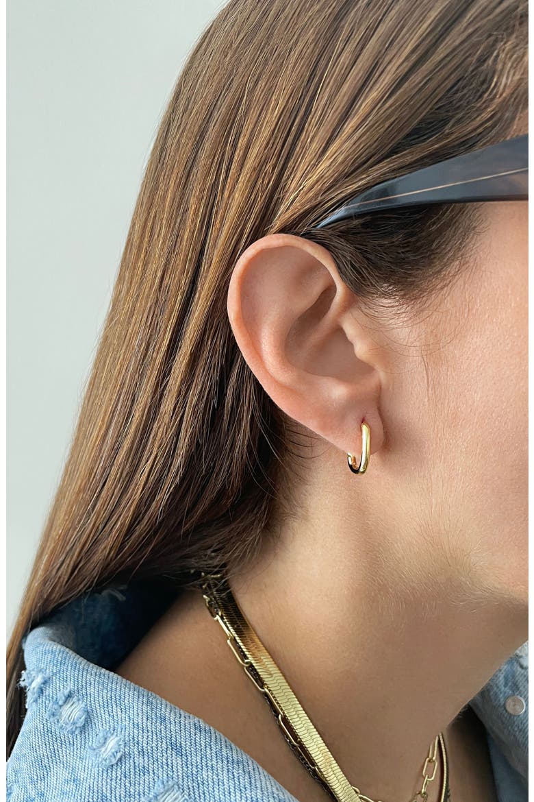 Water Resistant Rectangle Huggie Hoop Earrings, Alternate, color, YELLOW