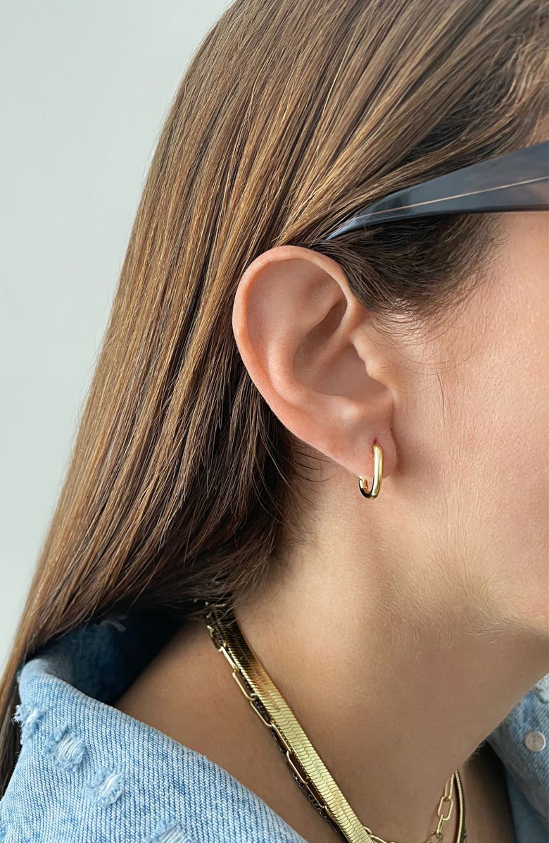 Adornia Water Resistant Rectangle Huggie Hoop Earrings, Alternate, color, Yellow