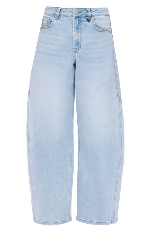 Bayeas Frayed Super High Waist Barrel Jeans In Blue