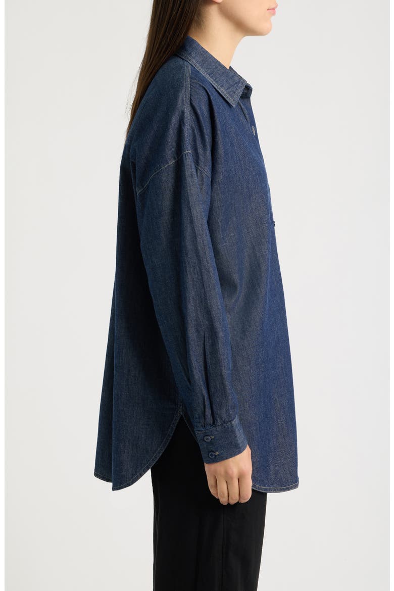 Collared Long Shirt, Alternate, color, DARK INDIGO