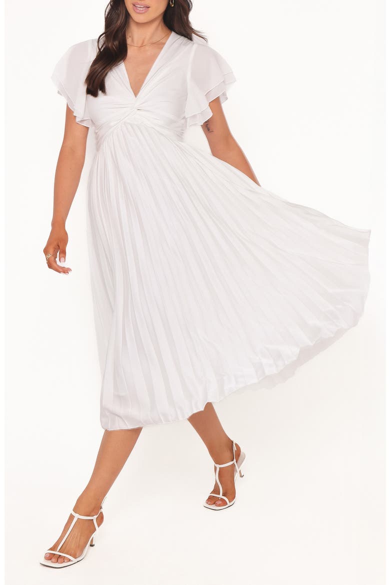 Nova Flutter Sleeve Midi Dress, Alternate, color, WHITE