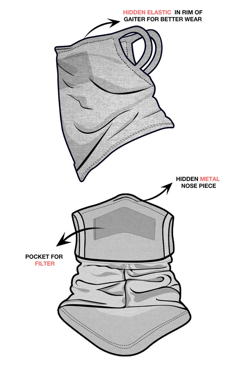3-Pack Gaiter Adult Face Masks, Alternate, color, GRAY/ BLACK