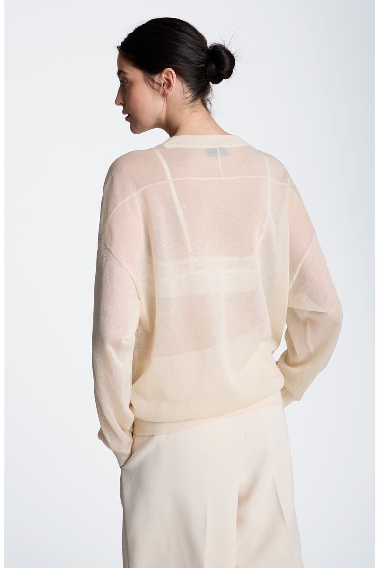 Sheer Crewneck Sweatshirt, Alternate, color, OYSTER
