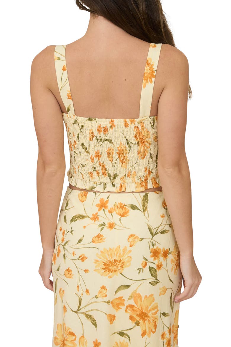 Floral Ruffle Hem Woven Top, Alternate, color, BUTTER YELLOW MULTI