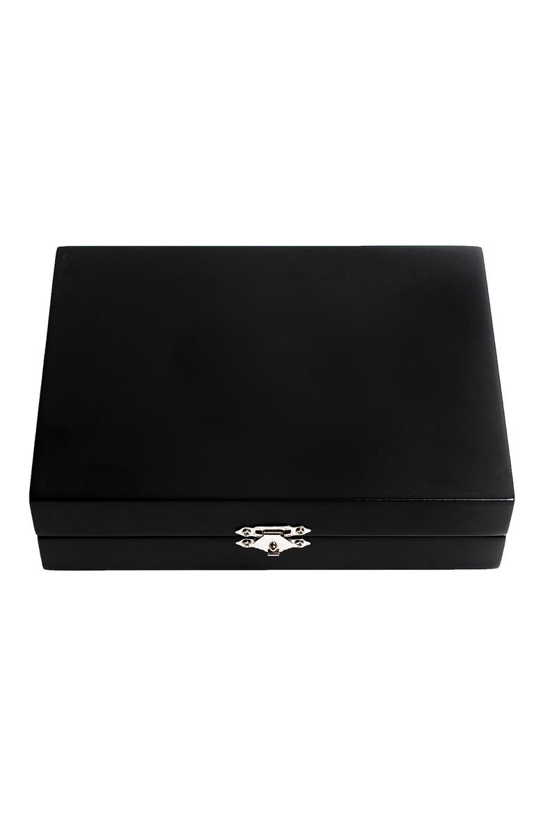 Monogram Wooden Jewelry Box, Main, color, BLACK/ BLANK