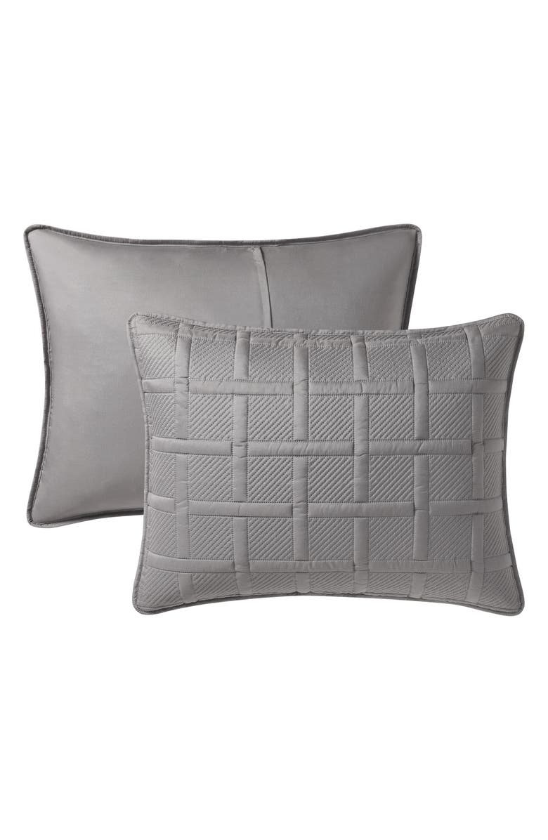 VCNY HOME Square Solid 3-Piece Quilt Set, Alternate, color, Dark Grey