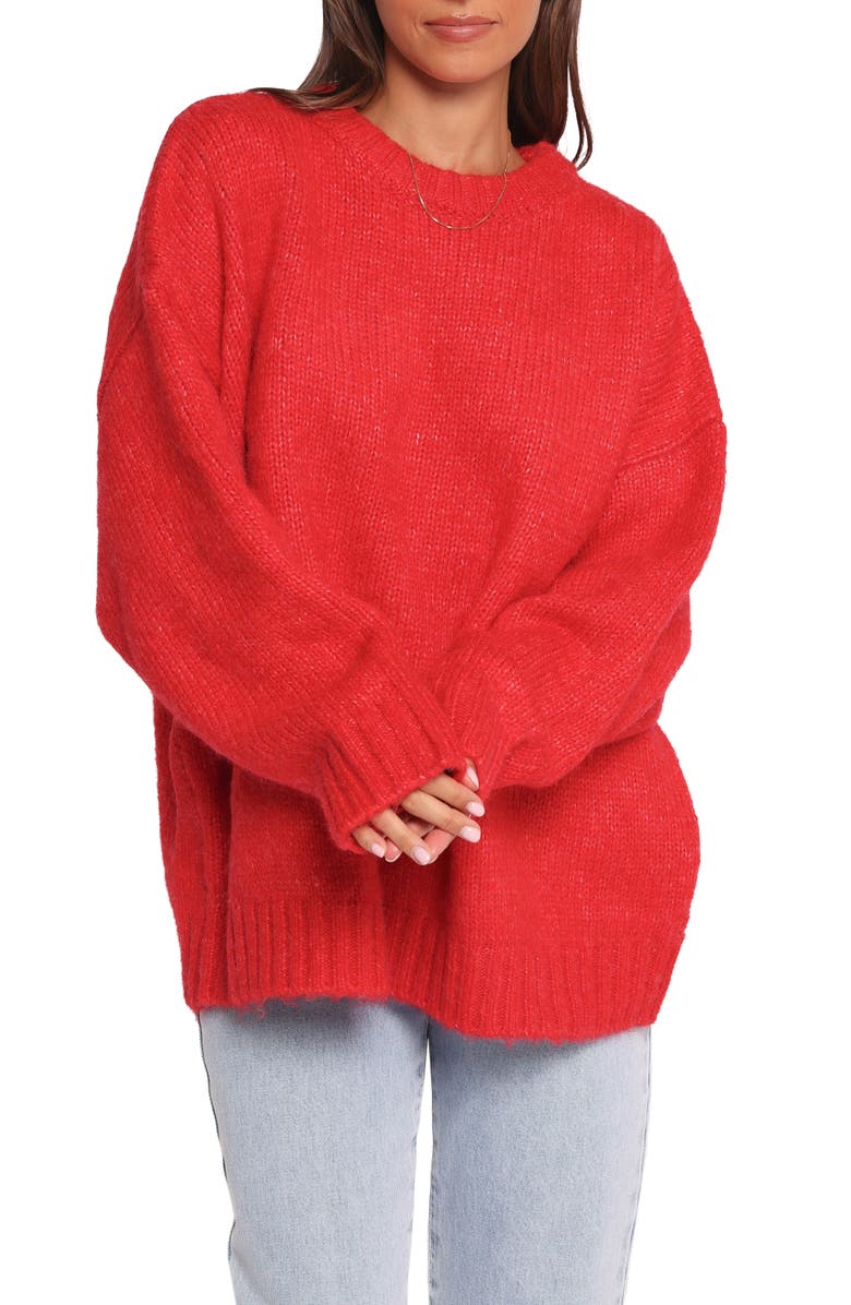 Petal & Pup Llyod Oversize Crewneck Sweater, Main, color, Red